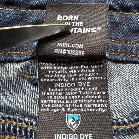 Kuhl Mens 34x32 Blue Indigo Dye Dark Wash Denim Rugged Tapered Leg Rydr Jeans - Picture 7 of 16
